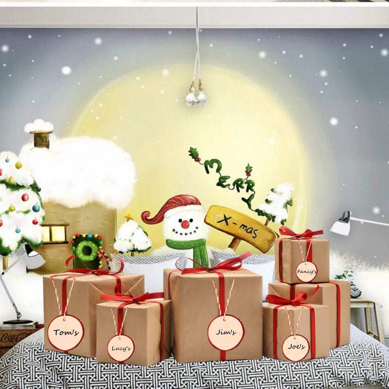 TICIOSH Natural Wood Slices TICIOSH 50 Pcs 2.4-2.8 inches Craft Unfinished Wood kit Predrilled with Hole Wooden Circles for DIY Crafts Wedding Decorations Christmas Ornaments Arts Wood Slices - Image 2